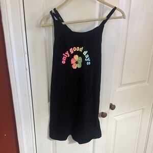 Kids Black Swim Coverup with Rainbow Floral Graphic no tags guessing  size s/m 8